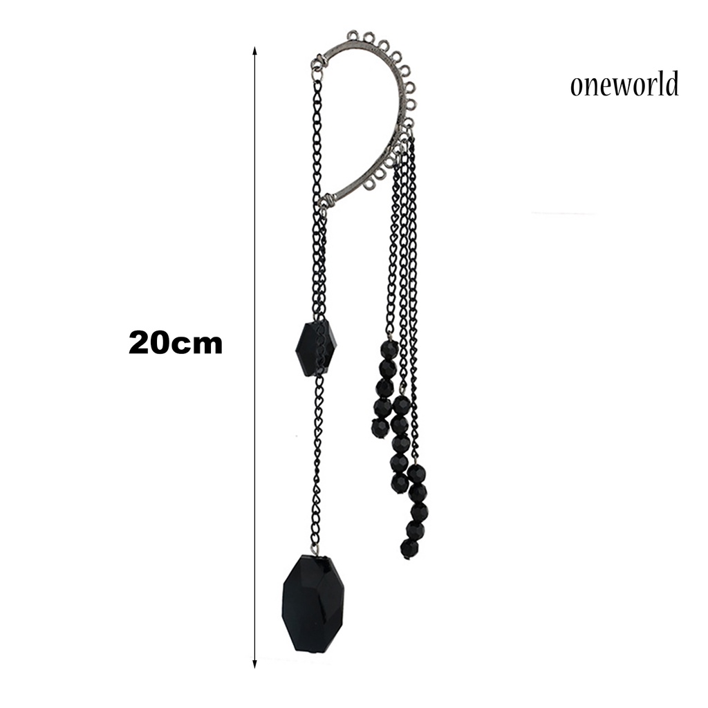 OW@ Lady Earring Jewelry Metal Black Artificial Gem Earing for Party