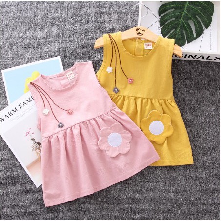 Gaun anak perempuan import gaya kasual style dress bayi cewek polos cotton