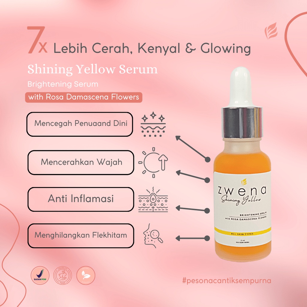 Zwena Brightening Serum Perawatan Kecantikan Wajah, Flek Hitam dan Kerutan Essence Brightening Niacinamide Original BPOM