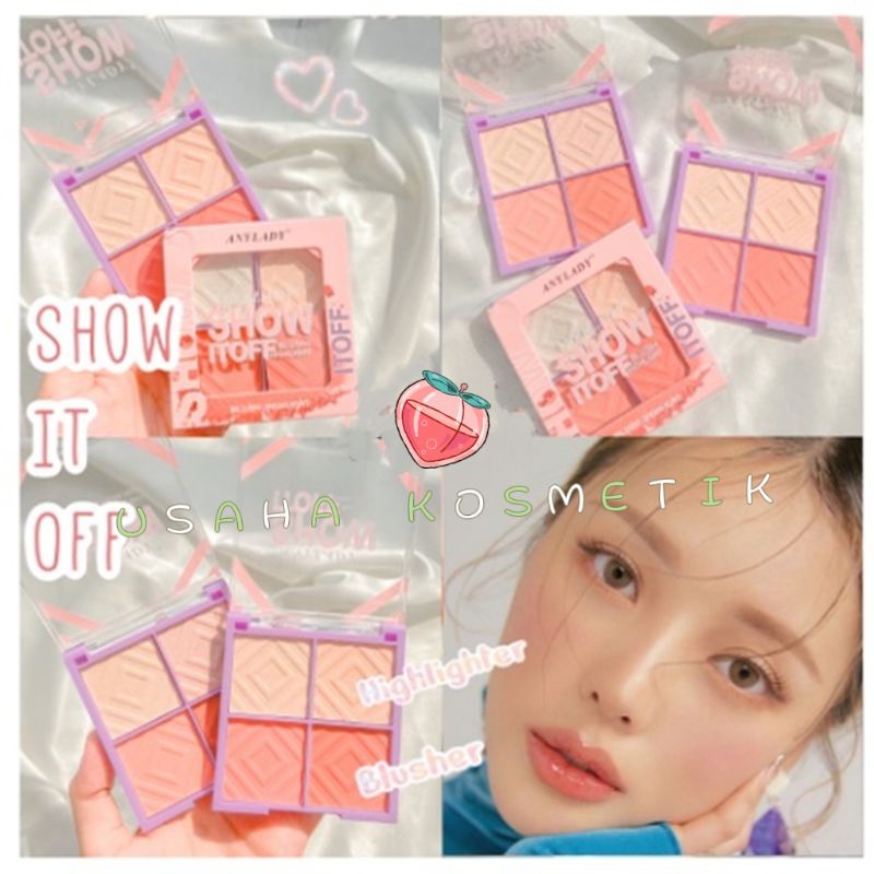 PROMO ECER!! HIGHLIGHTER POWDER ANYLADY GLOW POWDER+BLUSHER 2 WARNA BEST SELLER