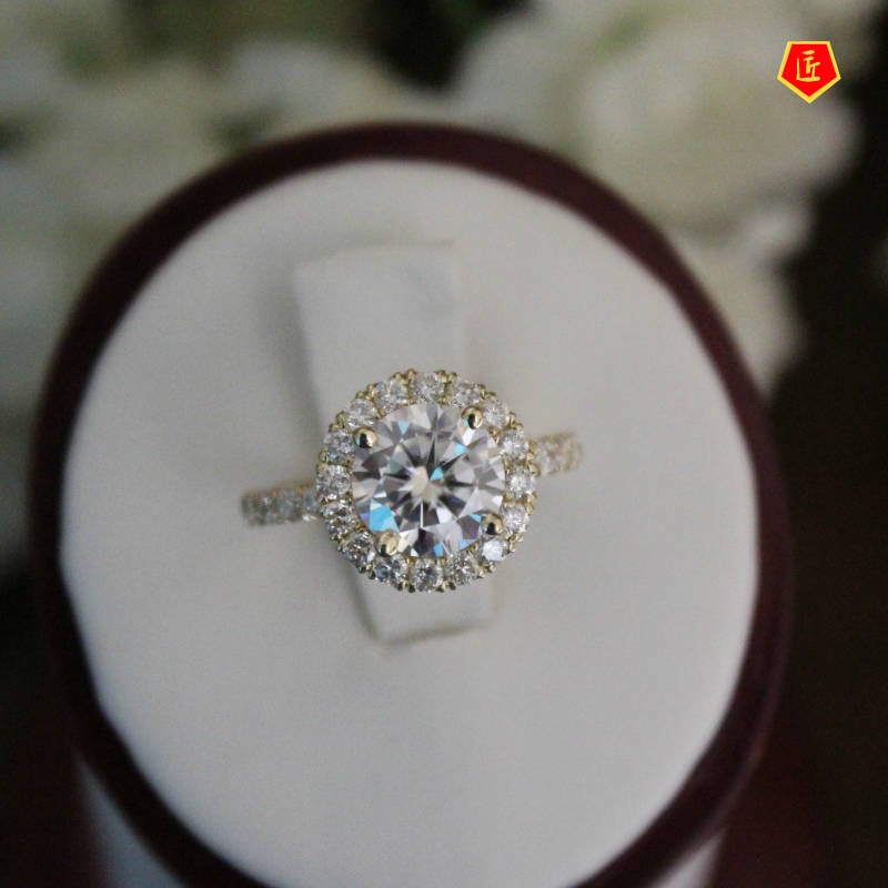 [Ready Stock]Micro-Inlaid Full Diamond Moissanite Ring 18K Gold