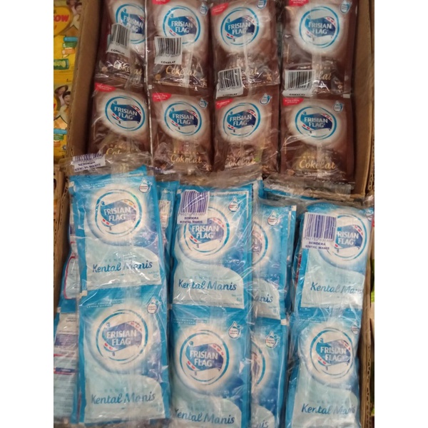 

Susu Bendera Frisian Flag Coklat / Putih Kental Manis Sachet 10 pack