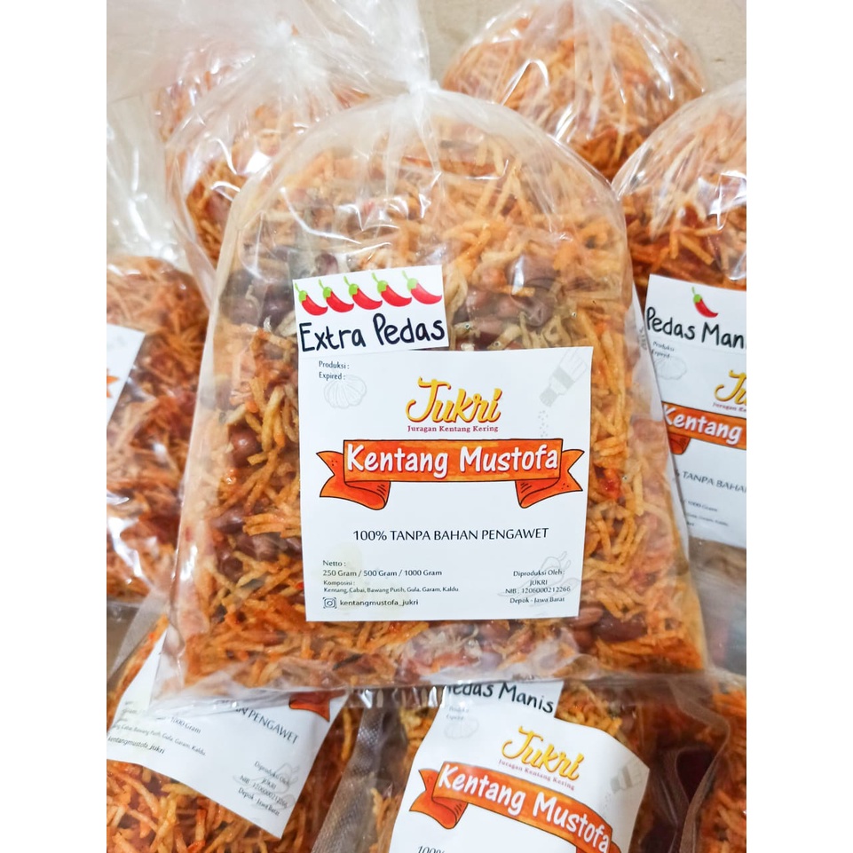 

Keripik Kentang kering mustofa sambal balado teri kacang 500gram Ijin P-IRT