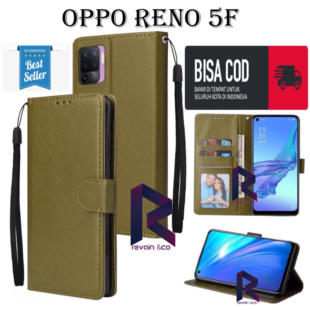 OPPO RENO 5F SARUNG KULIT FLIP WALLET LEATHER KULIT PREMIUM SARUNG BUKA TUTUP FLIP CASE OPPO RENO 5F