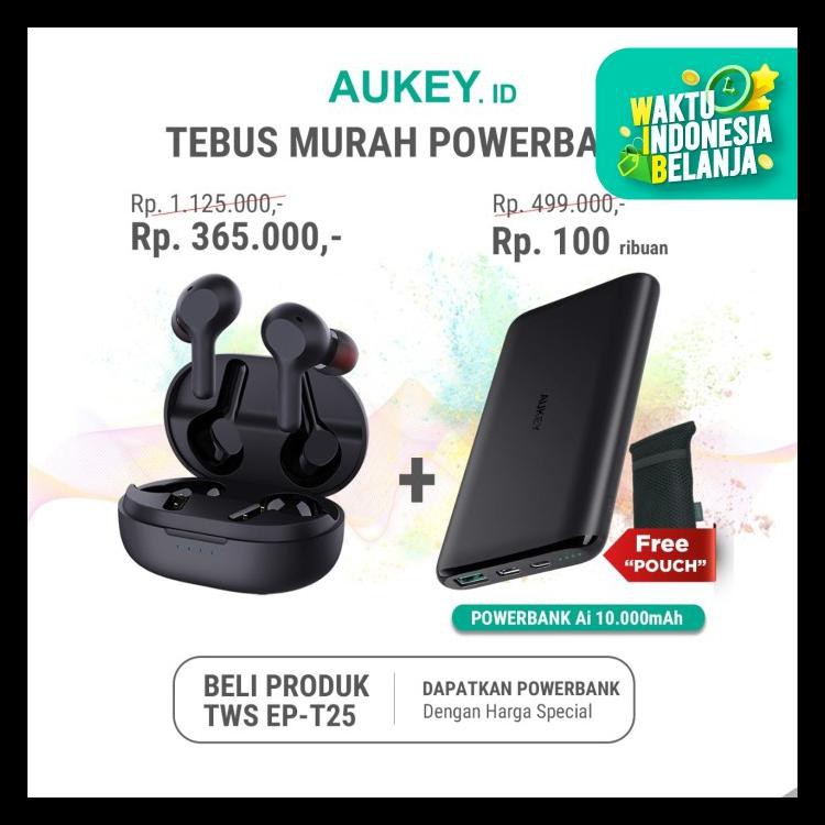 Paket Aukey Tws Ep-T25 - 500538 + Aukey Powerbank Kode 769