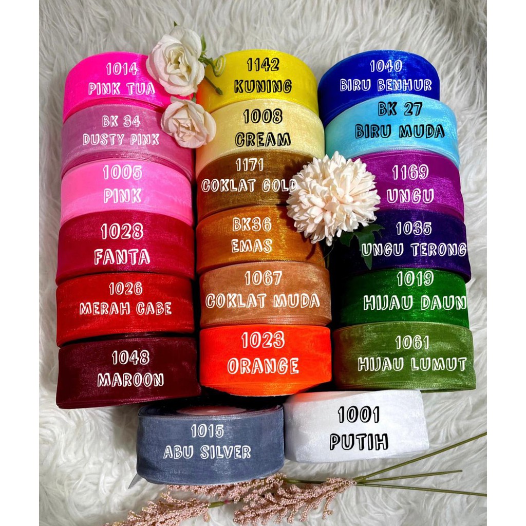 ( Rol 20 Yard ) PITA ORGANDY POLOS 1.5 IN ( 4 CM ) - GIFT RIBBON 1.5 INCH TRANSPARENT/ PITA ORGANDI/ ORGANZA / HADIAH HIASAN KADO