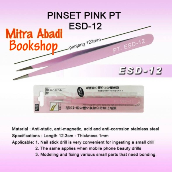 Pinset/Tweezer Serbaguna Anti Magnetic PT ESD 12 ESD 13 ESD 14 ESD 15 Pink