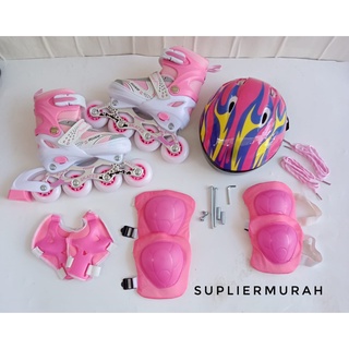 Sepatu roda anak fullset pelindung dan helm / inline skate bisa model bajaj dan model mobil bonus baut bajaj kunci L