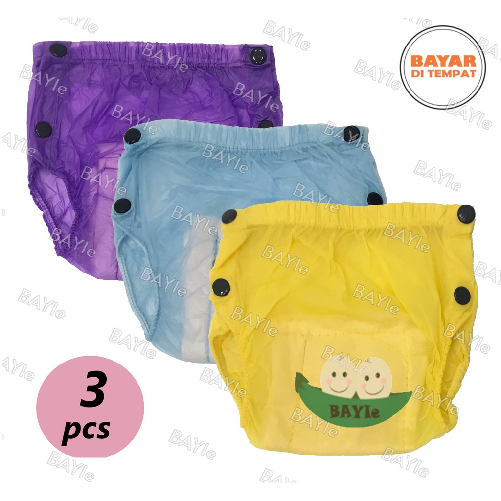 BAYIe - 3 Pcs Popok / Celana Bayi PLASTIK Cuci Ulang / Diapers / Celana Lampin / Clodi Murah