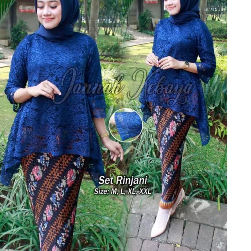 ✳ () Setelan Kebaya Brukat Rinjani Kebaya Modern Kebaya Bianca Kebaya Jumbo Kebaya Warna Biru ➺