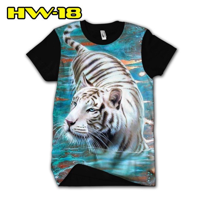 Kaos Tshirt Harimau Putih 3D Baju Motif Macan