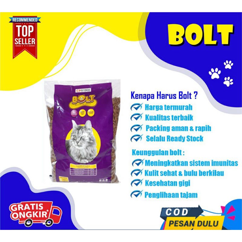 Makanan Kucing BOLT 1KG - Cat Dry Food - Pakan Kering