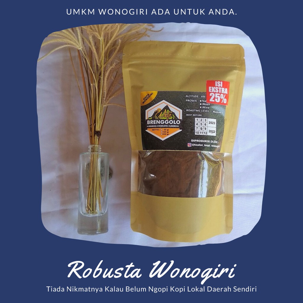 

Kopi Robusta 120 Ekstra 20% - Kopi Wonogiri - Kopi Brenggolo - Kopi Bubuk - 100% Alami