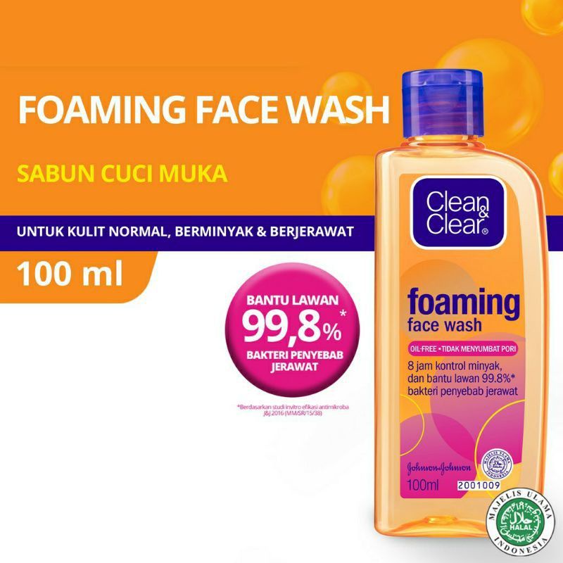 FOAMING FACE WASH CLEAN AND CLEAR 100ML-CLEAN&amp;CLEAR CUCI MUKA