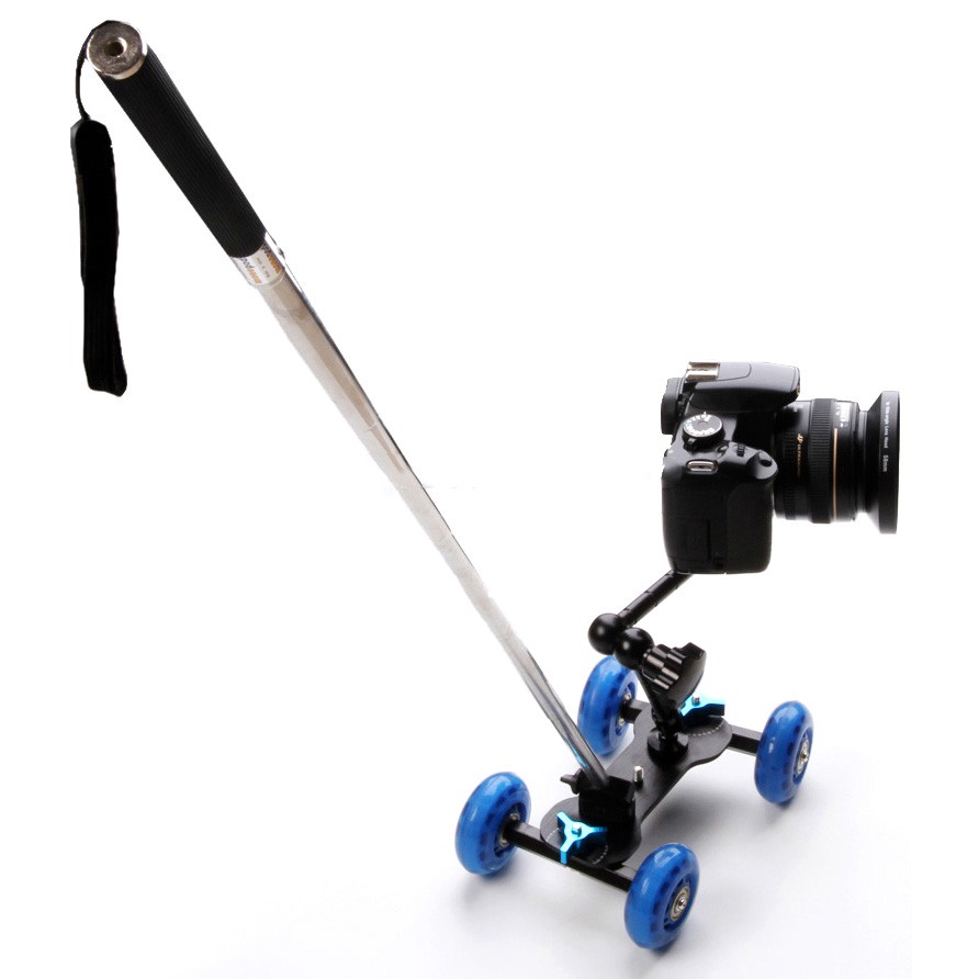 Dolly Slider Kamera DSLR dengan Magic Arm + Monopod - OMCSCABX Black/Blue