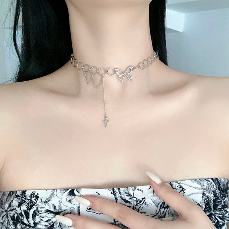 Butterfly Kalung Choker Rantai Desain Kupu-Kupu Gaya Hip Hop