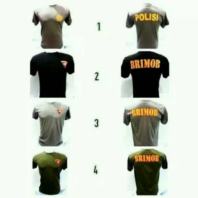 Baju Kaos Oblong Polisi Brimob lengan pendek bahan lumayan tebal