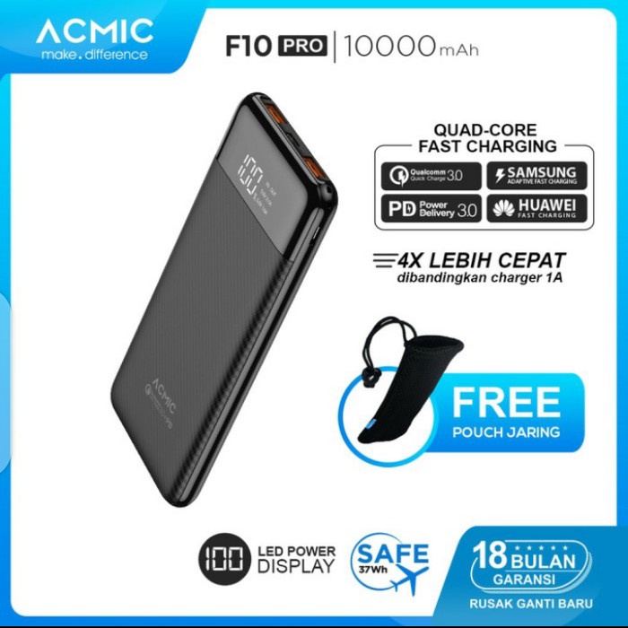 POWERBANK ACMIC F10 PRO SLIM QUICK CHARGING 3.0 DIGITAL DISPLAY