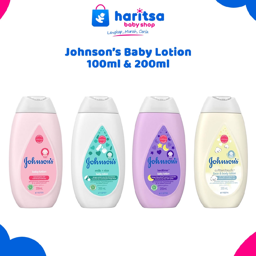 JOHNSON'S Baby Lotion Pelembab Kulit Bayi Varian Milk&amp;Rice Lotion Baby Lotion Bedtime Lotion Cotton Touch Lotion 100ml 200ml