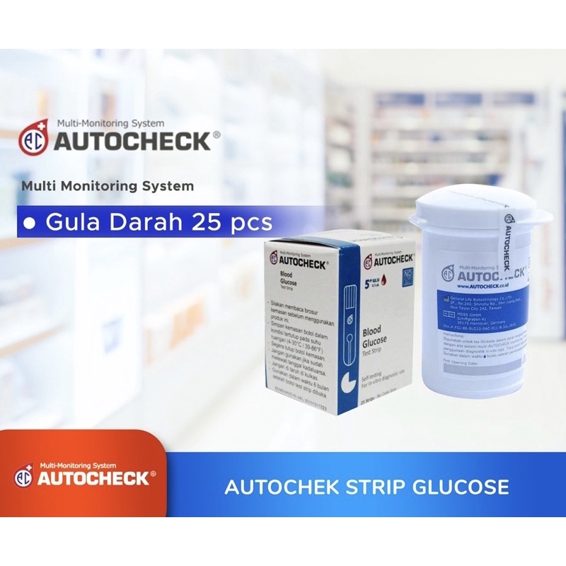 Autocheck Gula darah / Strip Gula Darah Autocheck /Strip tes gula darah isi 25 / Slat cek gula darah