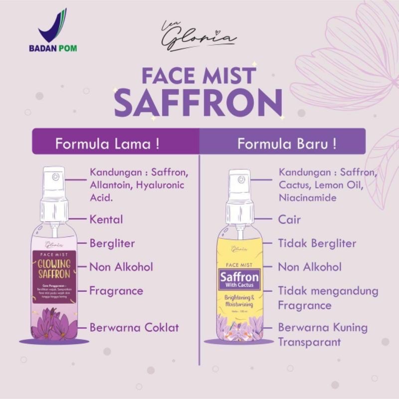 (RESELLER RESMI)✅ FACEMIST GLOWING SAFFRON LEA GLORIA BPOM