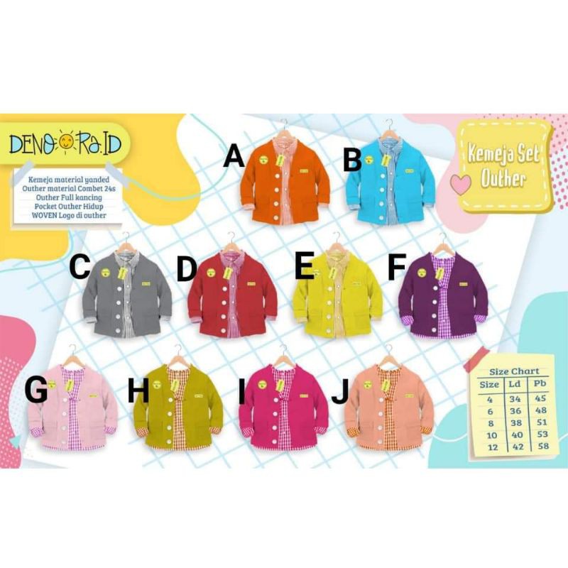 KEMEJA SET OUTER by DENDORA size 4-12taun (EST MARET)