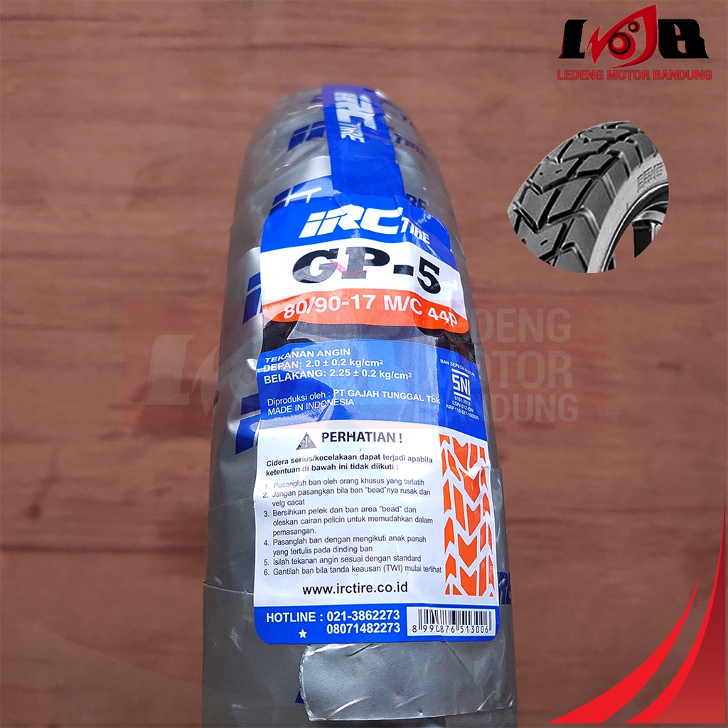 IRC GP5 80/90-17 Ban Luar Tubeless Motor Dual Purpose Sport Bebek Universal