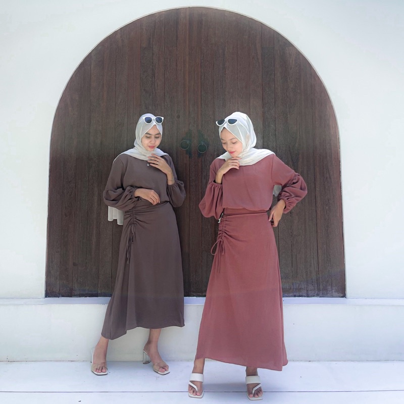 IL - ONE SET NADIA | SET WANITA ROK SERUT &amp; BLOUSE LENGAN BALON FASHION MUSLIM WANITA