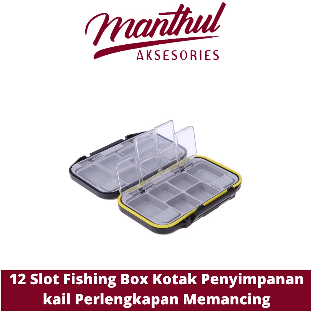 12 Slot Fishing Box Kotak Penyimpanan kail Perlengkapan Memancing