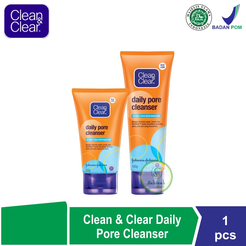 CLEAN &amp; CLEAR Daily Pore Cleanser - Active clear Sabun Wajah 50gr/ 100gr