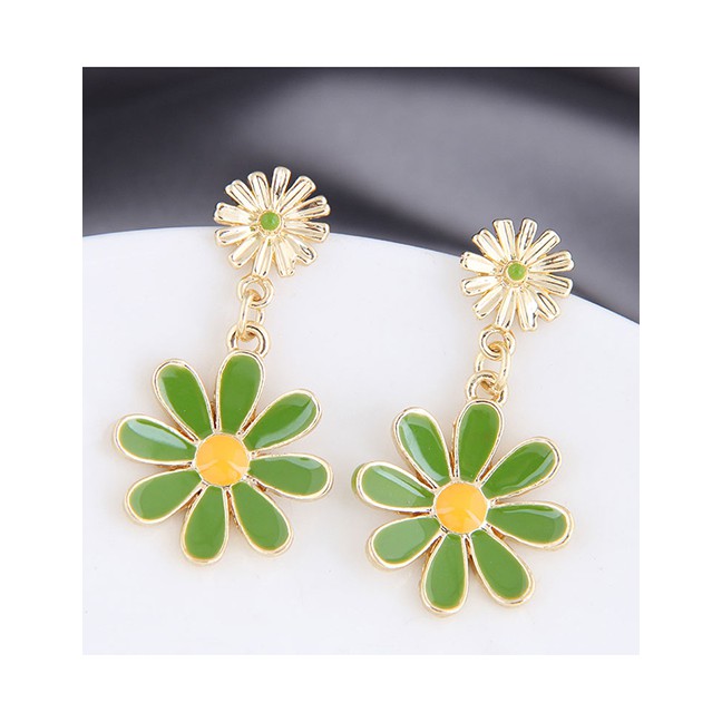 LRC Anting Tusuk Fashion Daisy Oil Drop Alloy Earrings  A61820