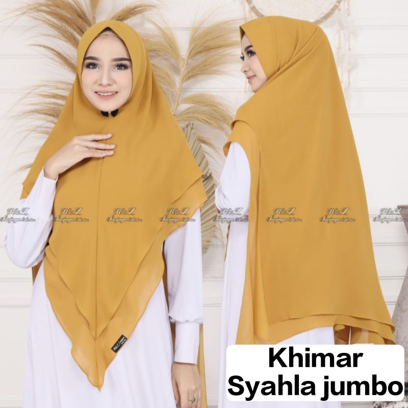 Hijab Khimar Ceruty Syahla Jumbo Syar'i/kerudung 2layer LV Jumbo/bahan ceruty babydoll premium