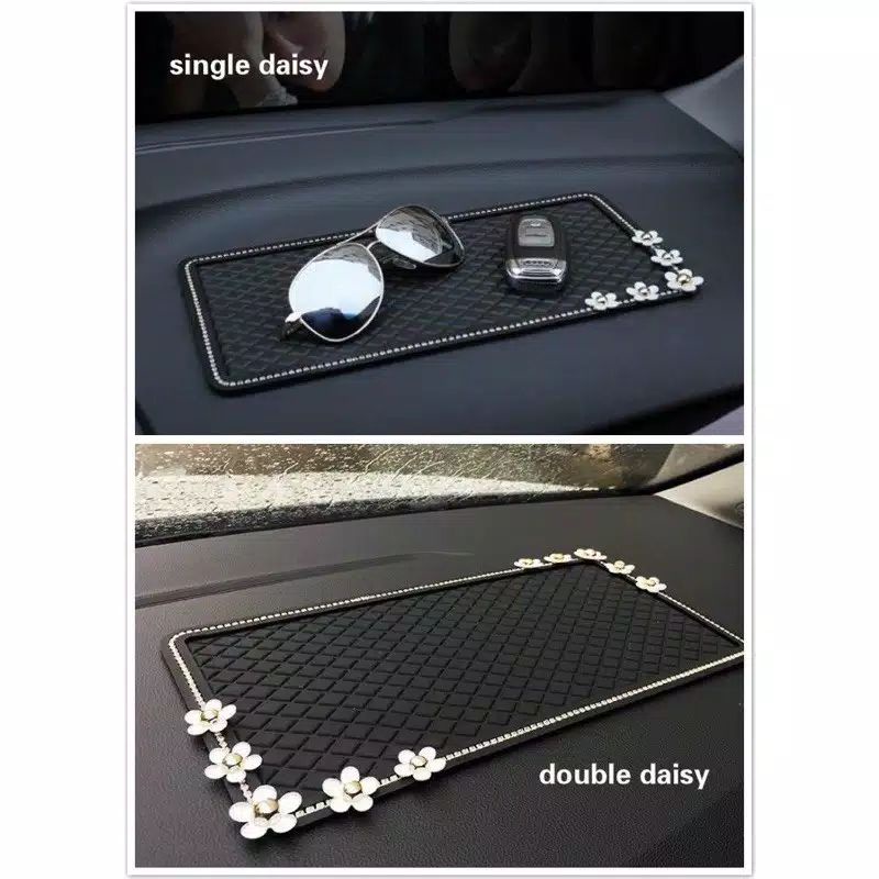 Alas / Tatakan Anti Selip slip Mat Dashboard Mobil CHNEL CROWN Bingkai Bling Bling BESAR 29.5 x 15cm