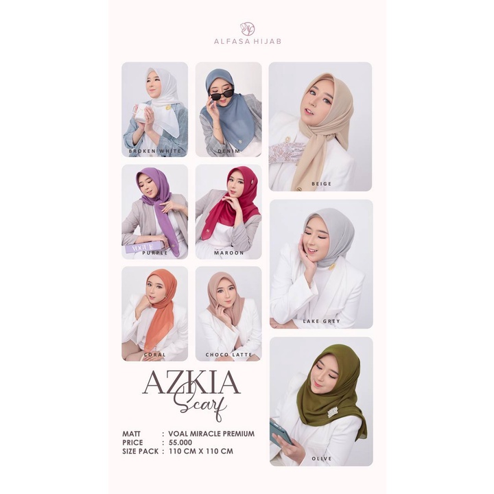 AZKIA SCARF BY ALFASA HIJAB || JILBAB SEGI EMPAT || HIJAB POLOS || JILBAB VOAL