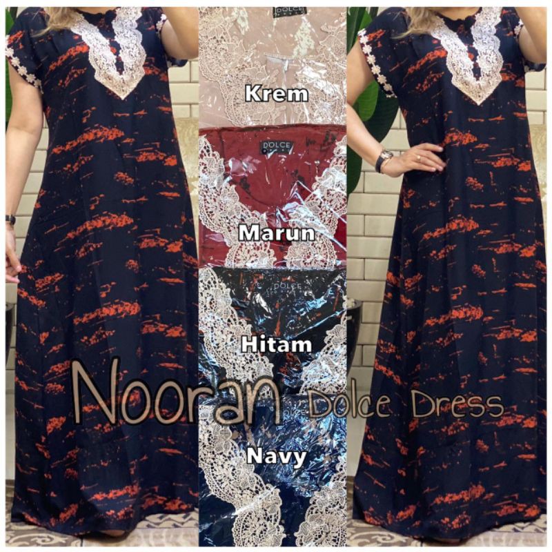 Daster Arab DOLCE NOORAN Long Dress Rayon Renda Milo import