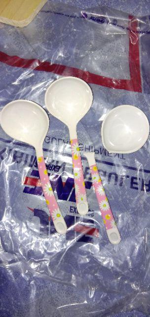 3 Pcs Centong Nasi Putih Motif Bunga - Melamin