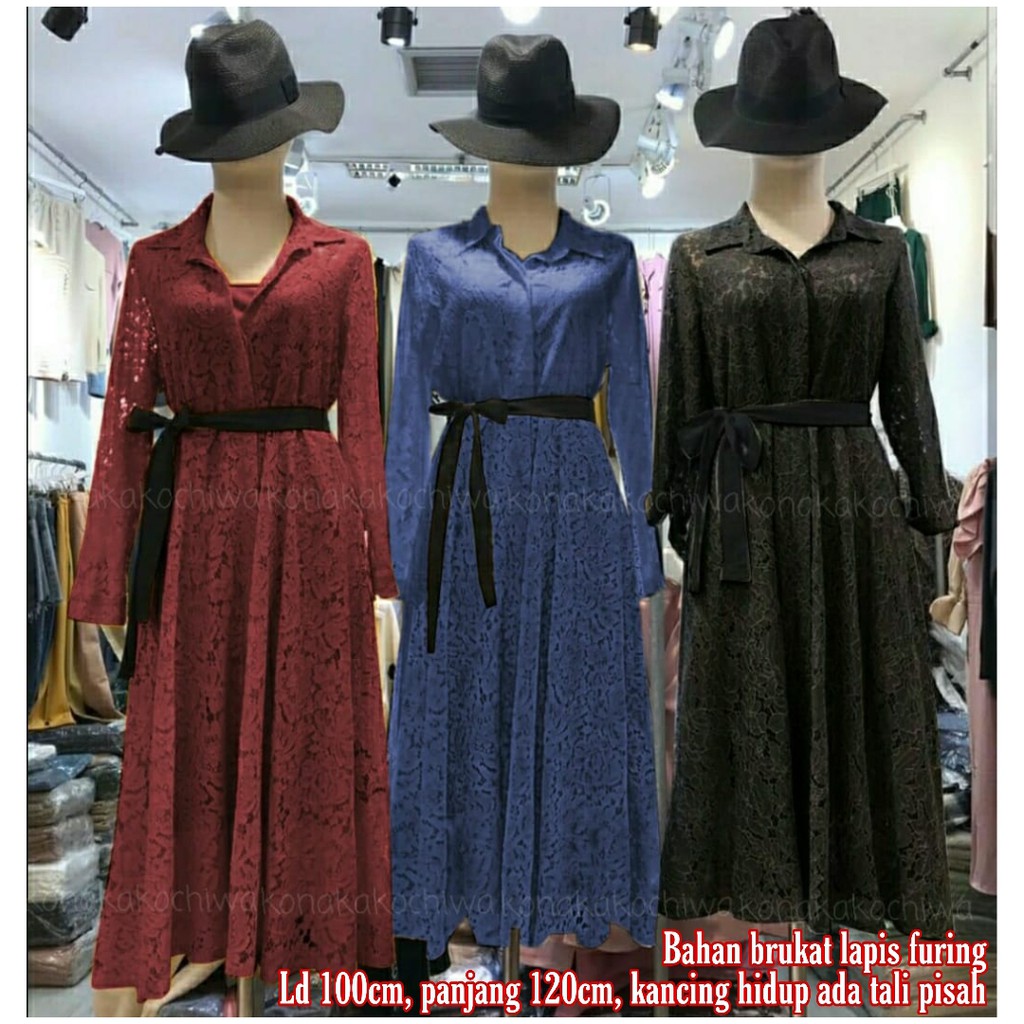 FWG - DRESS KIARA LACE / DRES BRUKAT WANITA / DRESS BRUKAT TERBARU WANITA MURAH