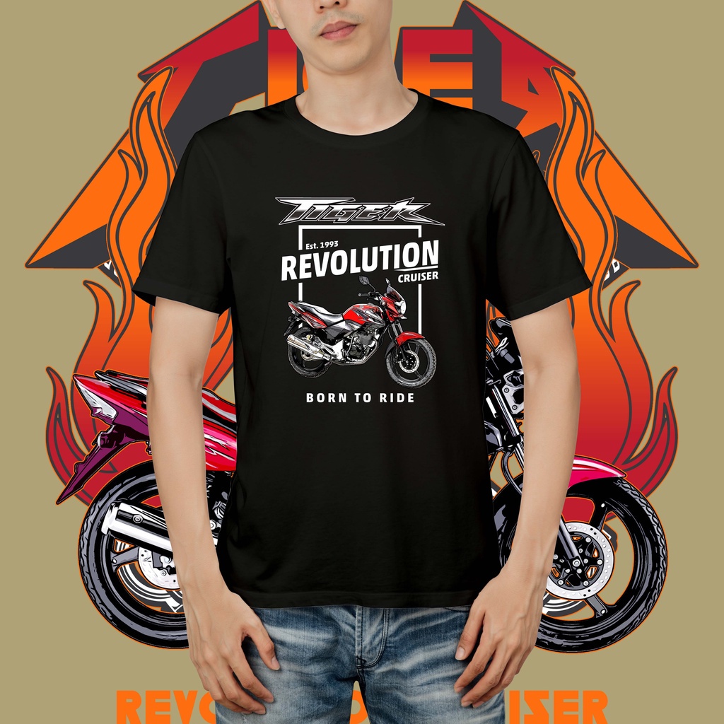 T-shirt Honda Tiger Born To Die Est 1993 Graphic Hitam Putih Navy Kaos distro Kualitas Premium LIKA_