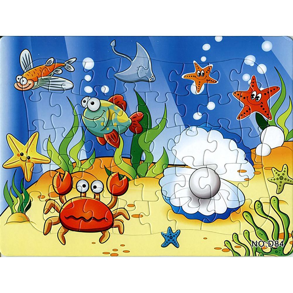 40 Potongan Puzzle Kertas Gambar Kartun Dunia Bawah Laut Untuk Edukasi