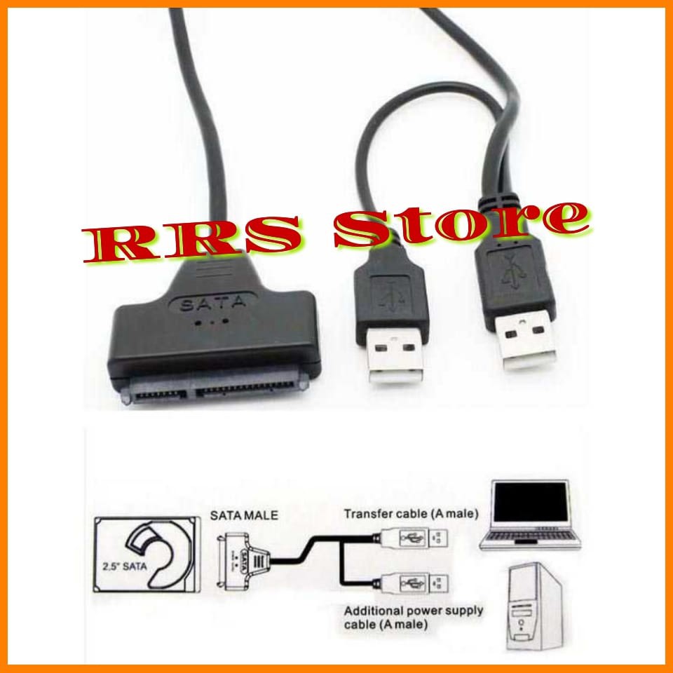 Kabel Konverter HDD 2.5 Inch SATA 7+15 Pin to USB 2.0 - TSR369 Data transfer rates up to 480Mbps kabel sata murah