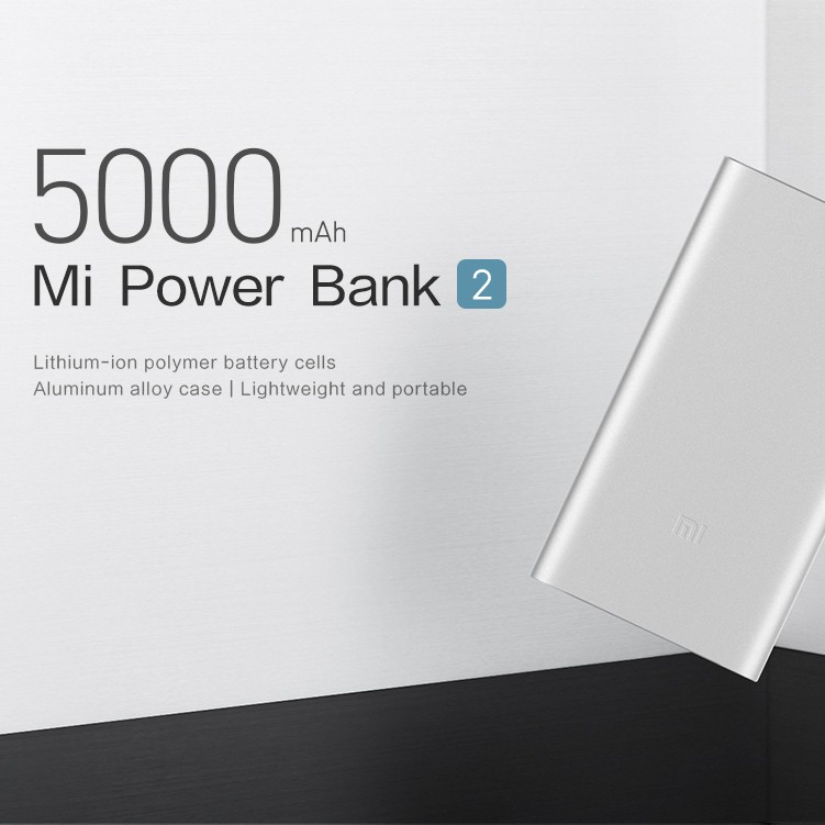 Powerbank Xiaomi 2 5000 MAh Power Bank 5000mAh Micro USB Xiao Mi Silver