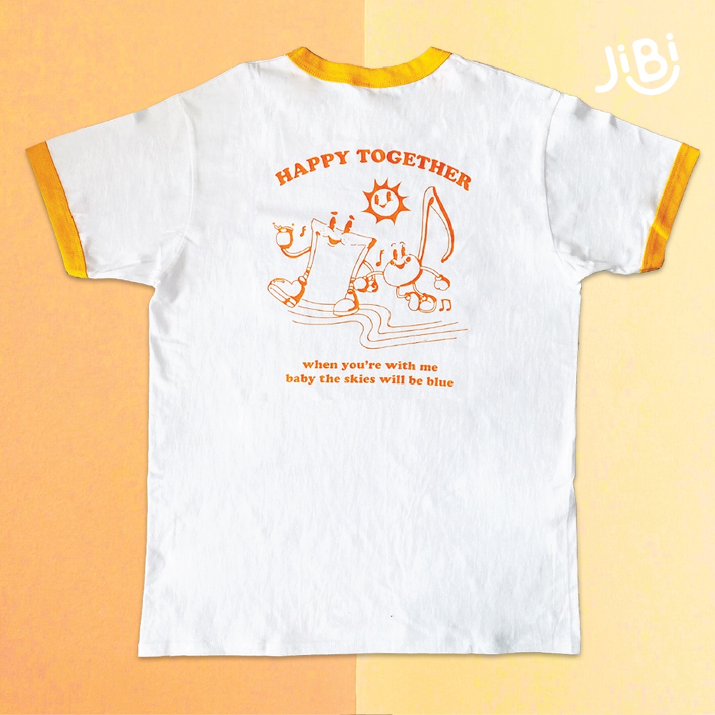 JIBI - Ringer Tee - Kaos Ringer Tee - Happy Together - Kaos Vintage