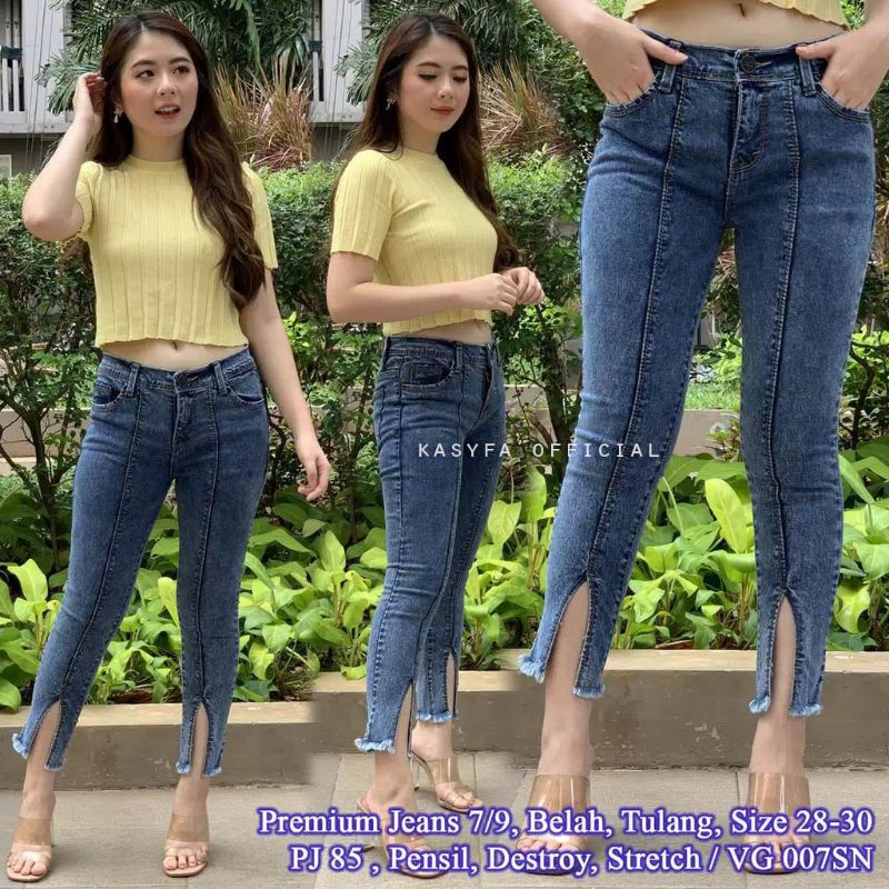 CELANA JEANS SNOW RAISA 7/9 BELAH TULANG