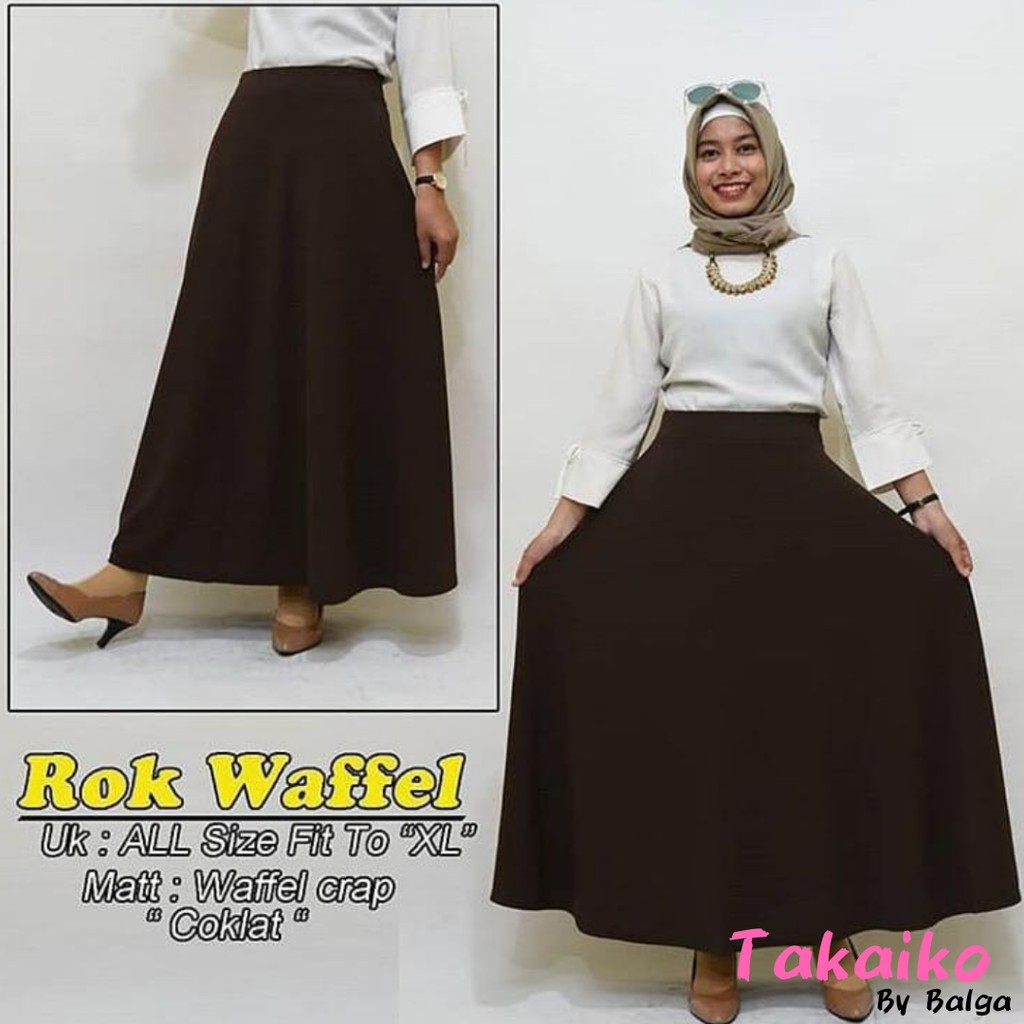 TK - ROK PAYUNG WAFFLE WANITA - BAWAHAN ROK MUSLIMAH - ROK WAFFLE CEWEK - ROK LEBAR SYARI
