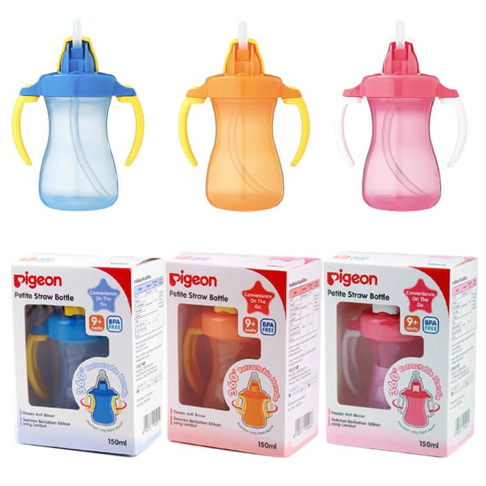 Pigeon Petite Straw Bottle 150ml Blue Orange Pink