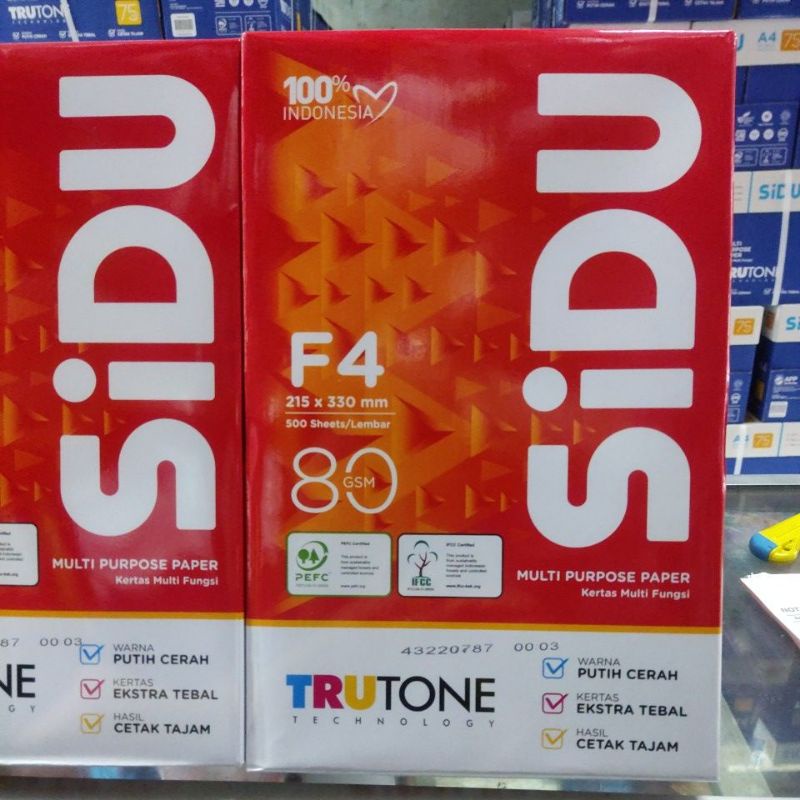

KERTAS F4 80 GRAM SIDU / Sinar Dunia