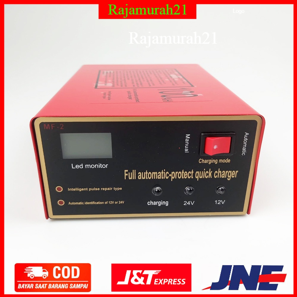 WanleCharger Aki Mobil Lead Acid Smart Battery Charger 12V/24V 6-105AH - OMRSISRE - Red