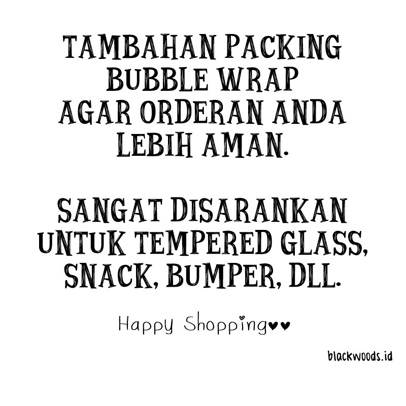 

Bubble Wrap - Packing tambahan untuk TEMPERED GLASS / CASE / DLL