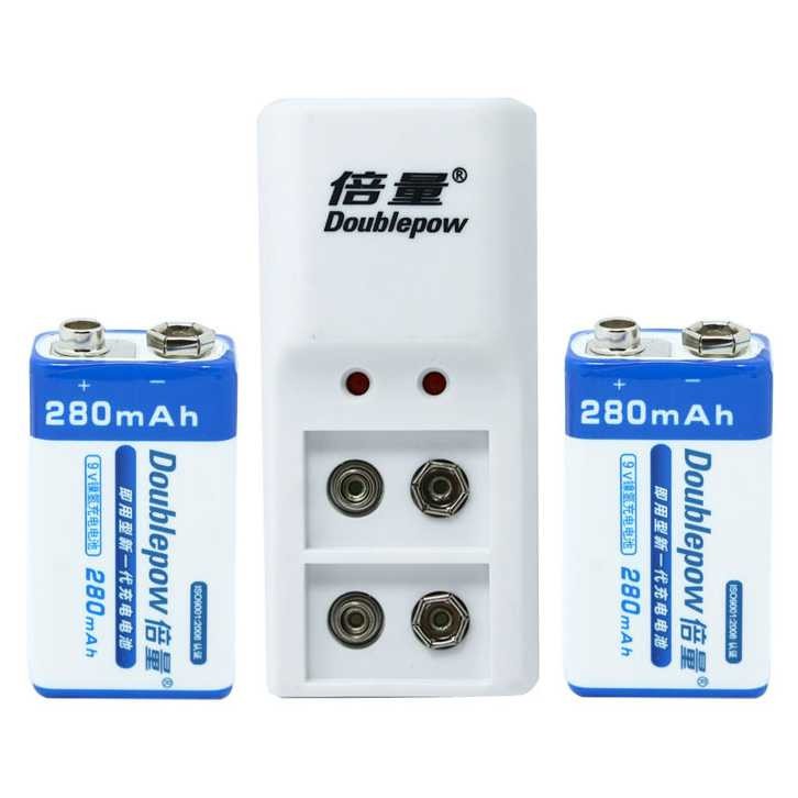 Bayar Ditempat Laris! DOUBLEPOW Charger Baterai 2 slot for 9V with 2PCS 9V 280mAh - DB-B09