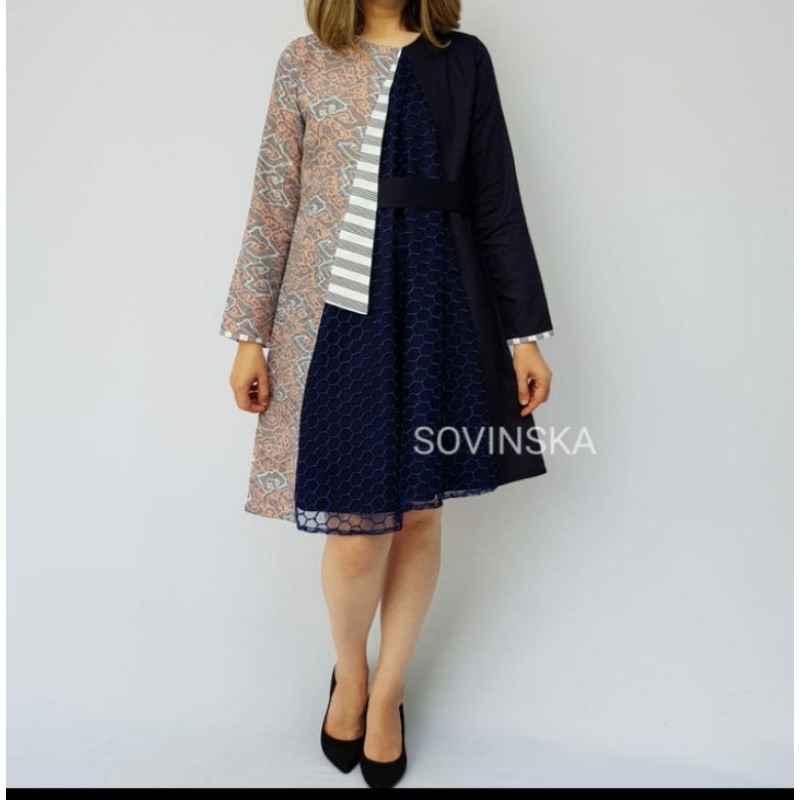 Dress Batik MT 33 Navy original by Sovinska